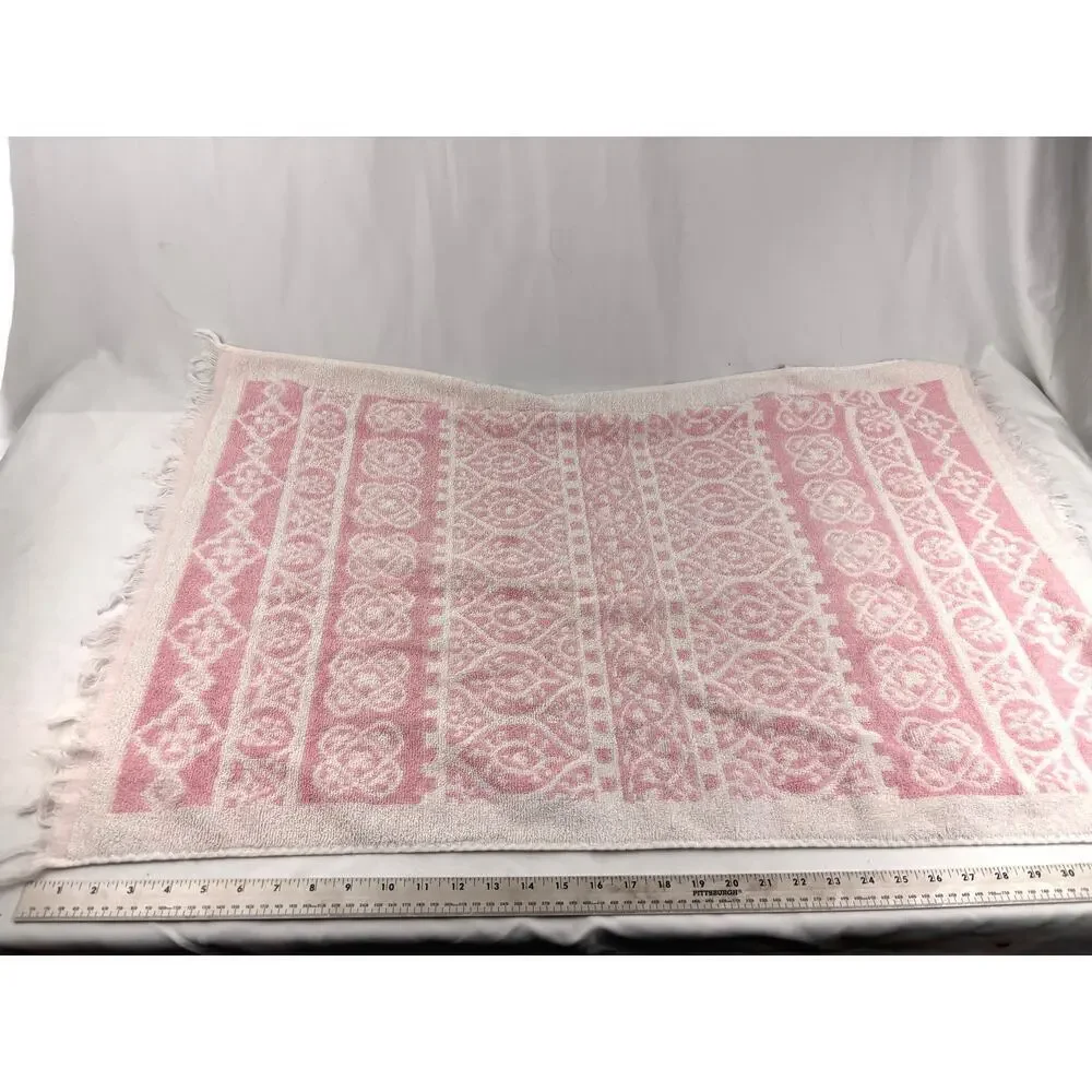 VTG 6x‎ Cotton Blend Towel Soft Pink Red Floral Bath Hand Towels Reversible